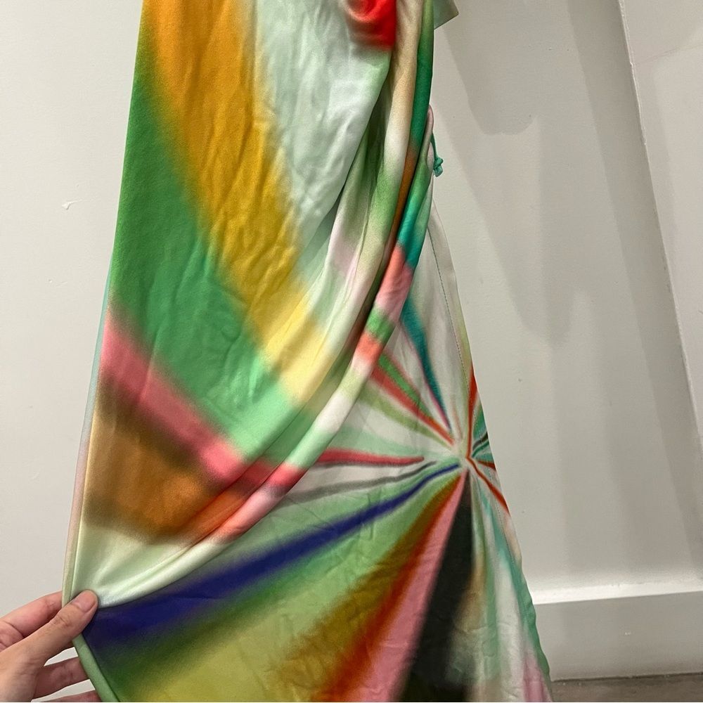 NWT Siedres Maxi Dress Arni Rainbow Tie Dye Abstract Long Sleeve Cutout size S - Picture 10 of 11